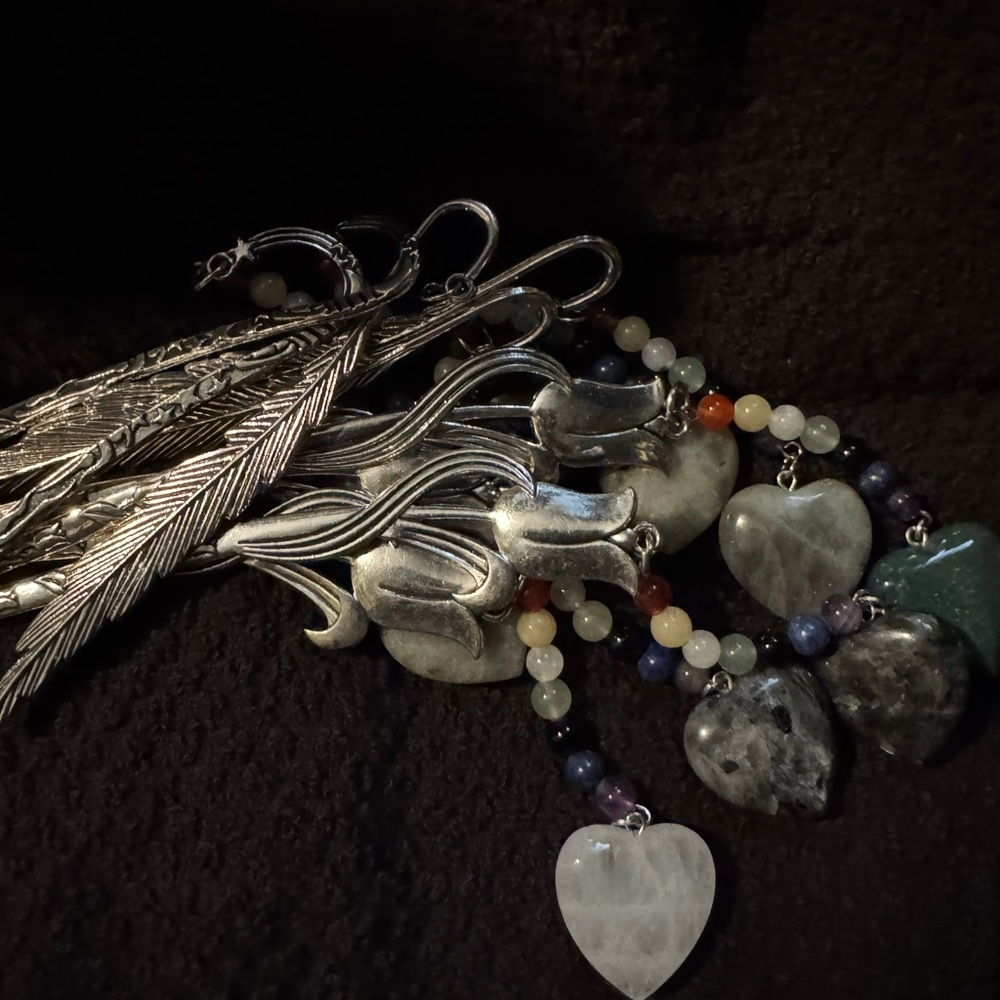 Silver bookmark with amethyst stone shaped heart